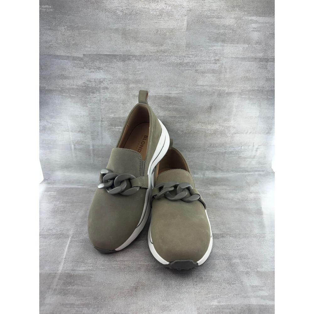 Blondo Melody Waterproof Olive Green Leather Chain Slip On Shoes Women Sz 7.5M